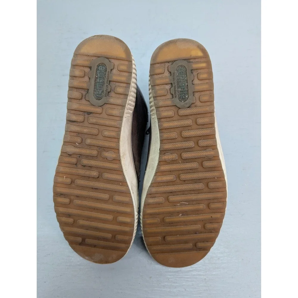 Remonte Brown Leather High‎ Top Sneakers Sz 38 Side Zip Fleece Lined 8909200845